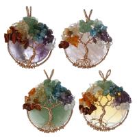Gemstone Brass Pendants, with Gemstone, rose gold color plated, fashion jewelry Approx 5.5mm 