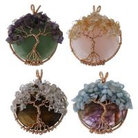 Gemstone Brass Pendants, with Gemstone, rose gold color plated, fashion jewelry Approx 4mm 