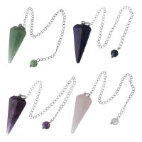 Brass Pendulum, with Gemstone, silver color plated & Unisex & twist oval chain 2.5mm Approx 7 Inch 