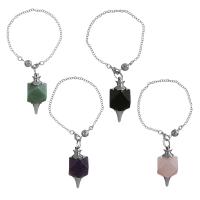 Brass Pendulum, with Gemstone, silver color plated & Unisex & oval chain 2.5mm Approx 7 Inch 
