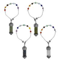 Brass Pendulum, with Gemstone, silver color plated, Unisex 2.5mm Approx 7 Inch 