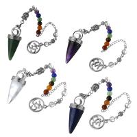 Brass Pendulum, with Gemstone, silver color plated 6.5mm Approx 7.5 Inch 