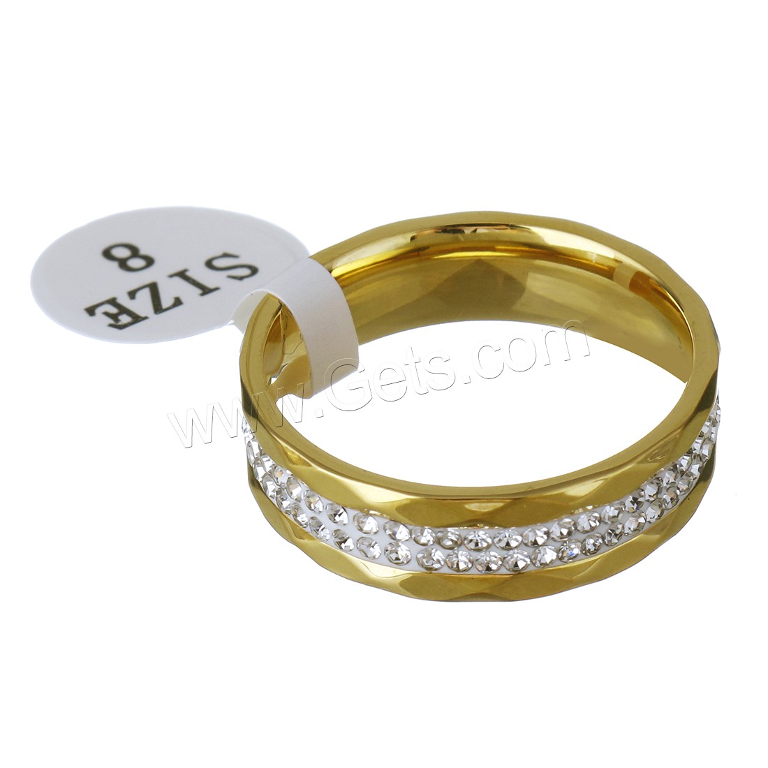 Нержавеющая сталь Rhinestone палец кольцо, нержавеющая сталь, с клей, Другое покрытие, разный размер для выбора & Женский, Много цветов для выбора, 6mm, продается PC