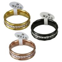 Rhinestone Stainless Steel Finger Ring, plated & for woman & with rhinestone 6mm 