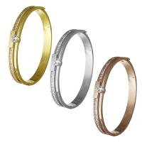 Stainless Steel Bangle, plated, for woman & with rhinestone 7mm,57mm 