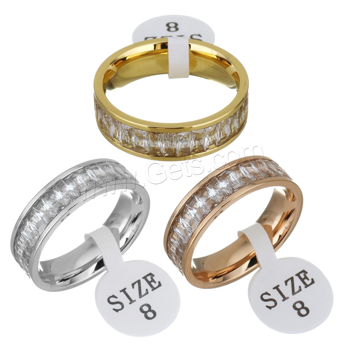 Нержавеющая сталь Rhinestone палец кольцо, нержавеющая сталь, Другое покрытие, разный размер для выбора & Женский & со стразами, Много цветов для выбора, 6mm, продается PC
