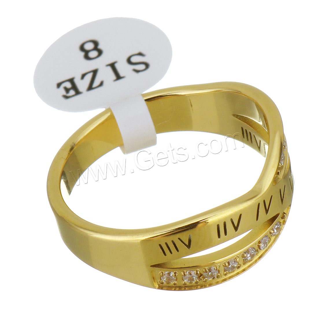 Нержавеющая сталь Rhinestone палец кольцо, нержавеющая сталь, Другое покрытие, разный размер для выбора & Женский & со стразами, Много цветов для выбора, 7.5mm, продается PC