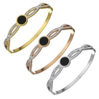 Stainless Steel Bangle, with Rhinestone Clay Pave, plated, for woman 10mm,6.5mm 