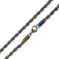 Stainless Steel Chain Necklace, French Rope Chain & Unisex, multi-colored, 4mm Approx 23.5 Inch 