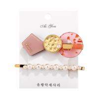 Hair Slide, Zinc Alloy, with Plastic & Plastic Pearl, plated, fashion jewelry & for woman 