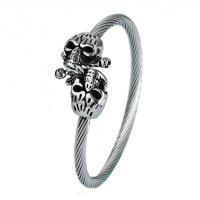 Stainless Steel Cuff Bangle, Skull, fashion jewelry & for man, silver color 