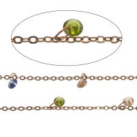 Brass Chain, with Crystal, rose gold color plated 