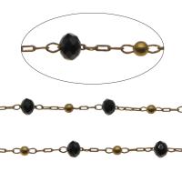 Brass Chain, with Crystal, faceted 3.5*2.5mm,2mm,2.5*1*0.5mm 