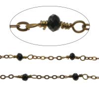 Brass Chain, with Crystal, faceted 10*3*0.5mm,2.5*1.5*0.5mm 