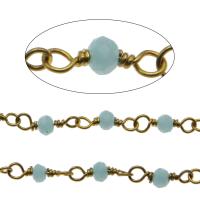 Brass Chain, with Crystal, faceted 11*3*0.8mm 