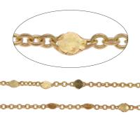 Латунь цепочки, с Кристаллы, плакирован золотом, DIY, 4*3*0.5mm,2.2*1.8*0.5mm, 100м/Лот, продается Лот