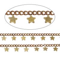 Brass Chain, Flat Star, plated, DIY, 5.5*4*1mm,3*2*1mm 