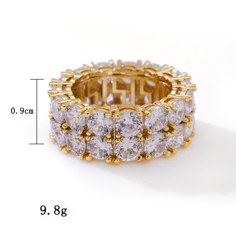 Cubic Zirconia Micro Pave Brass Finger Ring, plated, Unisex & different size for choice & micro pave cubic zirconia, more colors for choice, 9mm, Sold By PC