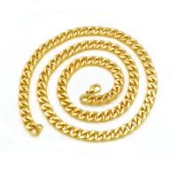 Collar en Cadena de Latón, metal, chapado en color dorado, Joyería & unisexo & cadenilla, 8mm, longitud:aproximado 29.5 Inch, Vendido por Sarta