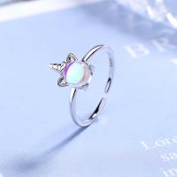Латунь Манжеты палец кольцо, с Лунный камень, кольцо форма, покрытый платиной, регулируемый & Женский, 10mm, размер:5.5, продается PC