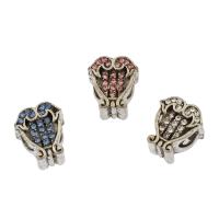 Rhinestone Zinc Alloy European Beads, antique silver color plated, with rhinestone Approx 5.2mm 