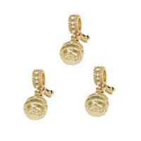 Zinc Alloy European Pendants, gold color plated, enamel & with rhinestone Approx 4.8mm 