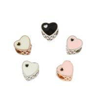 Emaille Zink Legierung Europa Perlen, Zinklegierung, Herz, plattiert, keine, 10x10x7mm, Bohrung:ca. 4.4mm, 30PCs/Tasche, verkauft von Tasche