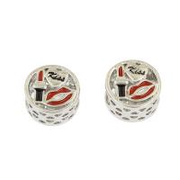 Enamel Zinc Alloy European Beads, silver color plated, hollow Approx 5mm 