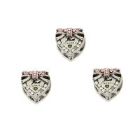 Perles European de stras d'alliage de Zinc , coeur, Plaqué de couleur d'argent, avec strass Environ 5mm Vendu par sac