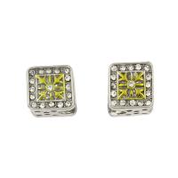 Rhinestone Zinc Alloy European Beads, silver color plated, enamel & with rhinestone & large hole Approx 5.5mm 