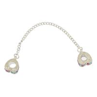 Zinc Alloy European Safety Chain, Heart, silver color plated, with rhinestone Approx 4.3mm 