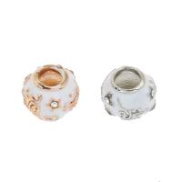 Enamel Zinc Alloy European Beads, plated, with rhinestone & large hole Approx 5.2mm 