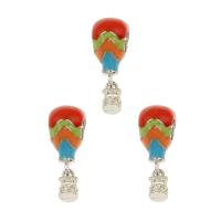 Enamel Zinc Alloy European Beads, Hot Balloon, silver color plated, multi-colored Approx 4.6mm 