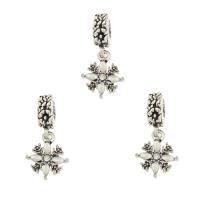 Zinc Alloy European Pendants, Snowflake, antique silver color plated, with rhinestone Approx 5.5mm 