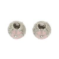 Enamel Zinc Alloy European Beads, silver color plated, with rhinestone Approx 3.8mm 