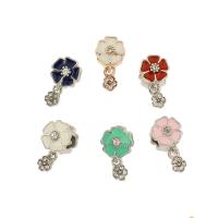 Emaille Zink Legierung Europa Perlen, Zinklegierung, Blume, plattiert, mit Strass, keine, 20x12x12mm, Bohrung:ca. 5mm, 30PCs/Tasche, verkauft von Tasche