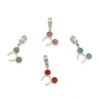 Zinc Alloy European Pendants, silver color plated, with rhinestone Approx 4.6mm 