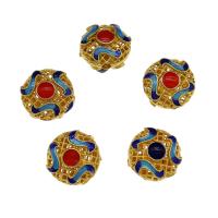 Enamel Brass Beads, gold color plated, hollow Approx 2.3mm 