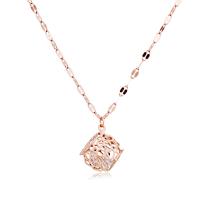 Stainless Steel Jewelry Necklace, with Crystal, with 65mm extender chain, rose gold color plated, for woman & hollow Approx 14.9 Inch 