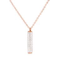 Stainless Steel Jewelry Necklace, with 65mm extender chain, Column, rose gold color plated, for woman & with rhinestone Approx 15.55 Inch 