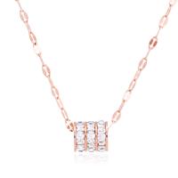 Stainless Steel Jewelry Necklace, with 67mm extender chain, rose gold color plated, for woman & with rhinestone Approx 15.59 