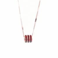 Stainless Steel Jewelry Necklace, with 60mm extender chain, rose gold color plated, for woman & with rhinestone Approx 15.35 Inch 
