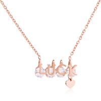 Stainless Steel Jewelry Necklace, with Crystal, with 65mm extender chain, rose gold color plated, for woman Approx 15.43 Inch 