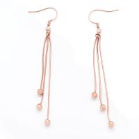 Stainless Steel Tassel Earring, rose gold color plated, fashion jewelry & for woman, 85 
