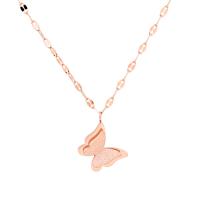 Stainless Steel Jewelry Necklace, with 65mm extender chain, Butterfly, rose gold color plated, fashion jewelry & for woman Approx 15.55 Inch 