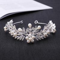Bridal Hair Band, Zinc Alloy, with Plastic Pearl, plated & for woman & with rhinestone, 280mm 