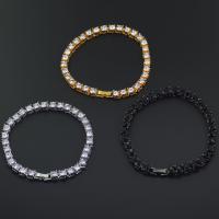 Zinc bracelets en strass en alliage , alliage de zinc, Placage, pour homme & avec strass, plus de couleurs à choisir, 200*5mm pouce, Vendu par brin