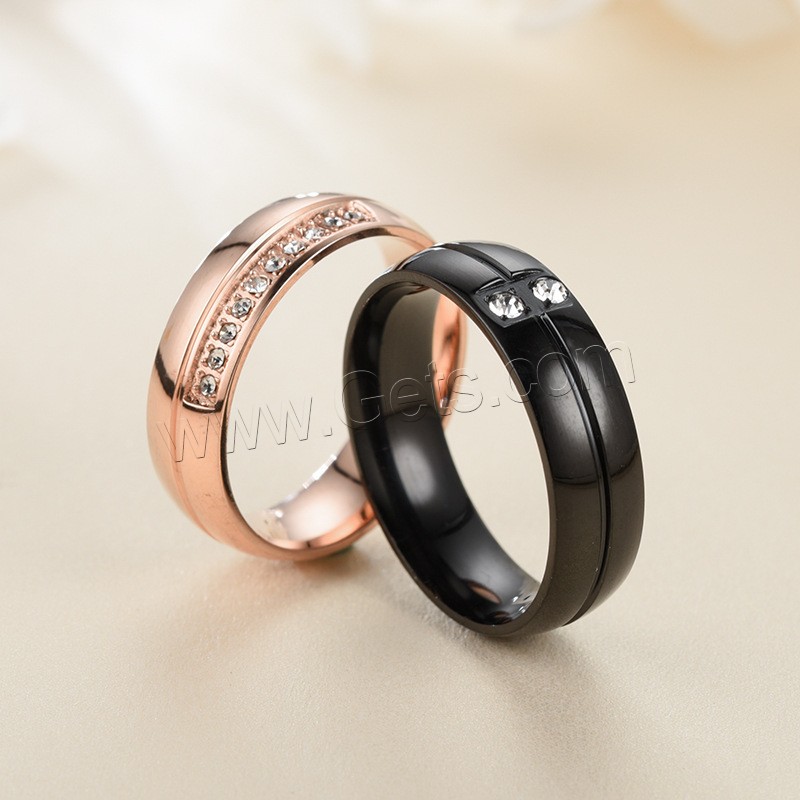 Нержавеющая сталь Rhinestone палец кольцо, нержавеющая сталь, Другое покрытие, Мужская & разный размер для выбора & со стразами, Много цветов для выбора, 6mm, продается PC