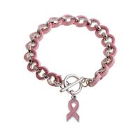 Enamel Zinc Alloy Bracelets, with iron chain & Velveteen Cord, platinum color plated, Unisex & round link chain, pink Approx 7.8 Inch 