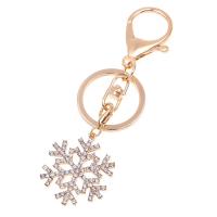 Zinc Alloy Key Clasp, Snowflake, gold color plated, Unisex & with rhinestone, 105mm 